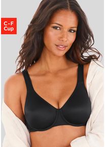 Minimizer-BH Lascana, Damen, Gr. 85, Cup F, schwarz, Microtouch, Obermaterial: 82% Polyamid (TACTEL), 18% Elasthan (LYCRA), BHs Minimizer-BH, mit B&uuml;gel aus seidiger Microfaser &ndash; ideal f&uuml;r gro&szlig;e Gr&ouml;&szlig;en, Topseller