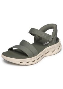 Sandale Skechers "GO WALK GLIDE-STEP 2.0 SANDAL-ELLA", Damen, Gr. 42, olivgr&uuml;n, Textil, Schuhe Sandale, Sommerschuh, Urlaubsschuh, Sandalette mit sportiver Sohle