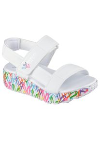 Sandale Skechers "UNO LITE SANDAL-SUNNY LOVE", M&auml;dchen, Gr. 36, wei&szlig;, multi, Lederimitat, kontrastfarbene Details, Schuhe Sandale, Sommerschuh, Klettschuh mit Plateau, Gr&ouml;&szlig;enschablone zum Download