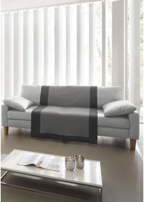Sofaschoner Biederlack "Cotton Cover Salt & Pepper", grau (anthrazit), B:100cm L:200cm, Baumwolle, Polyacryl, Polyester, Sesselschoner, Sofaschoner, mit Fransen