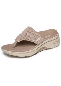 Zehentrenner Skechers "GO WALK ARCH FIT 2.0 SANDAL-CARRIE", Damen, Gr. 42, taupe, Textil, Schuhe Zehentrenner, Sommerschuh, Strandschuh, Badeschuh mit Arch Fit