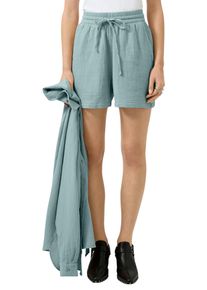 Shorts QS, Damen, Gr. 42, N-Gr, sage gr&uuml;n, Web, Obermaterial: 100% Baumwolle, unifarben, loose fit kurz, Hosen Shorts, Musslin Sommer-Shirts mit elastischem Bund