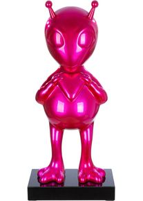 Skulptur Gilde "Skulptur Alien auf Base", pink, B:30cm, Kunstharz, Dekofiguren, Skulptur