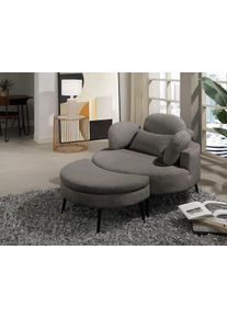 Loveseat OTTO HOME "Riko Sessel, B: 110 cm, Sitzh&ouml;he: 44 cm", anthrazit, B:110cm H:84cm T:110cm, 100%PES, Sessel, Loveseat, XXL- Sessel, mit Stauraumhocker, R&uuml;ckenst&uuml;tze & 4 Zierkissen