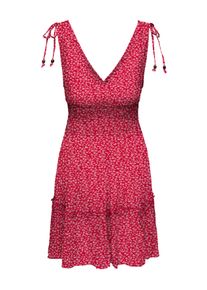 Tr&auml;gerkleid Only "ONLFERNANDA LIFE S/L DRESS WVN NOOS", Damen, Gr. S, N-Gr, salsa aop:wei&szlig; ditsy, Web, Obermaterial: 100% Viskose, bedruckt, regular fit kurz, V-Ausschnitt, Kleider Tr&auml;gerkleid, Viskose, regular fit, V-Ausschnitt