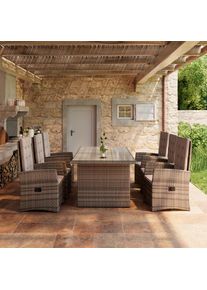 Beldano Gartentischgruppe, Braun, Metall, Kunststoff, Glas, Textil, S&auml;ule, Gartenm&ouml;bel, Gartengarnituren, Gartenm&ouml;bel-Sets