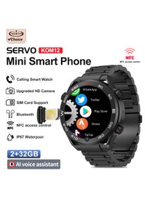 SERVO KOM12 Sport 4G Smart Watch Phone One SIM Standby Waterproof Outdoor Heart Rate Play Store Android OS Smartwatch Cellphones