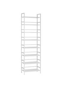 PBJ Schuhregal, Wei&szlig;, Metall, 8 F&auml;cher, 59x196x30 cm, Garderobe, Schuhaufbewahrung, Schuhregale