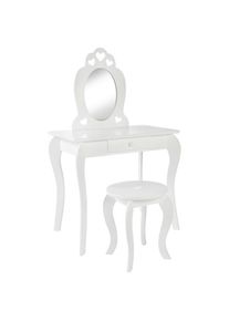 Jimmylee Schminktisch, Wei&szlig;, Glas, Holzwerkstoff, Kiefer, Hartholz, 1 Schublade(n) Schubladen, rechteckig, S&auml;ule, EN 71, Schlafzimmer, Schminktische