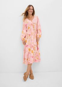 bonprix Midikleid aus softem Viskose-Mix, rosa, Gr.36, sch&ouml;nes Midikleid mit Druck