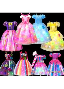 2026 Girls Princess Dress Cosplay Costume Girls Luminous Candy Dress Children's Carnival Party Mesh Dress Coronation Costume Set