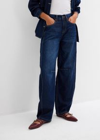 bonprix Balloon-Jeans Mid Waist Super Soft, blau, Gr.50, Weite Balloon Jeans mit mittlerer Bundh&ouml;he, 66% Baumwolle