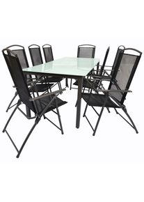 Garten-Essgruppe Vcm "9-tlg Sitzgruppe Gartenm&ouml;bel Tisch St&uuml;hle Set 189M", schwarz, B:189cm T:90cm, Obermaterial: 100% Metall MT., Sitzm&ouml;bel-Sets, Garten-Essgruppe