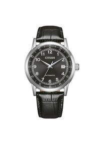 Automatikuhr Citizen "Automatik Classic", schwarz, silberfarben, Armbanduhren, Damen, Automatikuhr, Armbanduhr, Herrenuhr, Lederarmband, analog, Big Date