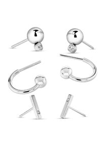 Ohrring-Set Calvin Klein "CK Pure Essentials", edelstahlfarben, kristallwei&szlig;, kristallwei&szlig;, Ohrringe, Damen, Edelstahl, Ohrring-Set, mit Glasstein