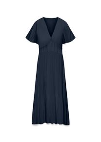 V&eacute;ro Moda Sommerkleid VERO MODA "VMMENNY SS 7/8 V-NECK DRESS WVN GA", Damen, Gr. XS, N-Gr, navy blazer, Web, Obermaterial: 100% Viskose, unifarben, wadenlang, V-Ausschnitt, Kleider Sommerkleid, Viskose