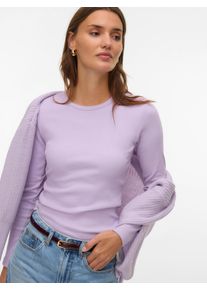 V&eacute;ro Moda Langarmshirt VERO MODA "VMCHLOE LS SHORT TOP JRS NOOS", Damen, Gr. XL, orchid bloom, Feinripp, Obermaterial: 95% Baumwolle, 5% Elasthan, unifarben, slim fit normal, Rundhals, Shirts Langarmshirt, Baumwollmischung