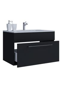 Waschtisch Vcm "2-tlg. Waschplatz Waschtisch Badinos 1 Schublade", schwarz, B:80cm T:46cm, Waschtische, Waschtisch