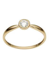 Goldring Firetti "Schmuck Geschenk Gold 333 Vorsteckring, Verlobungsring" Gr. 16, gold (gelbgoldfarben, kristallwei&szlig;), Fingerringe, Damen, 16, Gelbgold 333, 2mm, Goldring, mit Zirkonia (synth.)