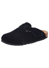 Clog Rieker, Damen, Gr. 39, schwarz, Veloursleder, unifarben, Basic, Schuhe Clog, Pantolette, Hausschuh, Sommerschuh mit Klettriemchen