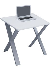 Schreibtisch Vcm "Schreibtisch B&uuml;rotisch Computertisch 80x80 Lona X", wei&szlig; (silber, wei&szlig;), B:80cm T:80cm, Tische, Schreibtisch