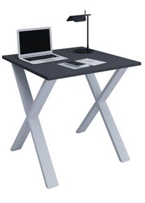 Schreibtisch Vcm "Schreibtisch B&uuml;rotisch Computertisch 80x80 Lona X", schwarz (silber, anthrazit), B:80cm T:80cm, Tische, Schreibtisch