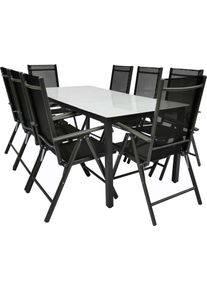 Garten-Essgruppe Vcm "9 tlg Alu Gartenset Sitzgruppe Tisch St&uuml;hle 189 MA", anthrazit, B:189cm T:90cm, Obermaterial: 100% Metall MT., Sitzm&ouml;bel-Sets, Garten-Essgruppe