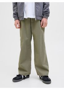 Jack & Jones Chinos JACK & JONES JUNIOR "JPSTALEX CO JJCARPENTER PANTS NOOS JNR", Jungen, Gr. 164, N-Gr, gr&uuml;n (dusty olive detail:stitching with dtm), Web, Obermaterial: 98% Baumwolle, 2% Elasthan, unifarben, relaxed fit kn&ouml;chellang, Hosen Chinos