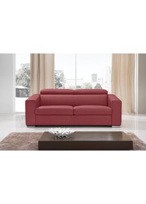 Schlafsofa Egoitaliano "Cabiria, Design und super Sitz- und Liegekomfort", rot (kirschrot), B:226cm H:97cm T:103cm, Leder &raquo;BULL&laquo; (echtes Rindsleder). Geschliffenes, pigmentiertes und behandeltes Rindsleder mit einer Dicke von 1, 3-1, 5 mm. Dieses Leder zeigt eine ziemlich weiche Hand mit einem halb undurchsichtigen Aussehen. Es handelt sich um ein gesch&uuml;tztes Leder. Eine leichte Deckschicht sch&uuml;tz
