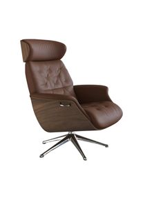 Relaxsessel FLEXLUX "Volden Fernsehsessel, verstellbarer R&uuml;cken- & Kopfst&uuml;tze, drehbar", braun (old chesnut braun), B:83cm H:112cm T:125cm, 100% Echteder, Sessel, Relaxsessel, R&uuml;cken- und Kopfteilverstellung, Drehbar, Fu&szlig; Alu, Armlehne Walnuss