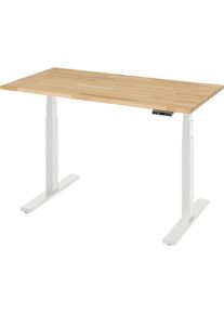 Rau Werktafel, elektrisch in hoogte verstelbaar - draagvermogen 100 kg, 650 - 1300 mm, B x D 1250 x 700 mm, massief beukenhout