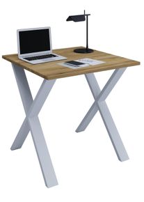 Schreibtisch Vcm "Schreibtisch B&uuml;rotisch Computertisch 80x50 Lona X", braun (silber, honig, eiche), B:80cm T:50cm, Tische, Schreibtisch
