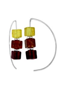 Paar Ohrh&auml;nger OSTSEE-SCHMUCK "- W&uuml;rfel - Silber 925/000 - Bernstein" Gr. 32, silber (silber 925, silberfarben, wei&szlig;), Ohrringe, Damen, Silber 925 (Sterlingsilber), Paar Ohrh&auml;nger