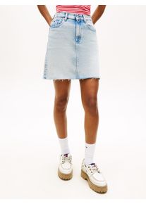 Jeansrock Tommy Jeans "MOM UH SKIRT BJ8115", Damen, Gr. M (38), denim light, Web, Obermaterial: 99% Baumwolle, 1% Elasthan, unifarben, straight fit mini, R&ouml;cke Jeansrock, Straight Fit in Mini-L&auml;nge