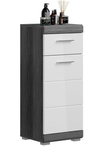 Unterschrank Welltime "SIENA, Breite 37cm, 1 T&uuml;r, 1 Schubkasten, 2 F&auml;cher, MDF-Front", wei&szlig; (rauchsilber nb, wei&szlig; hochglanz), B:37cm H:88cm T:31cm, FSC-zertifizierter Holzwerkstoff, Schr&auml;nke, Unterschrank, in verschiedenen Farben erh&auml;ltlich, Badm&ouml;bel, Badschrank, Kommode, Bad