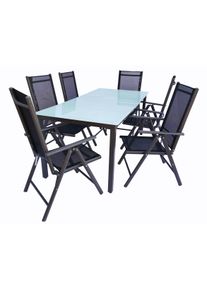 Garten-Essgruppe Vcm "7 tlg Alu Gartenset Sitzgruppe Tisch St&uuml;hle 189 MA", anthrazit, B:189cm T:90cm, Obermaterial: 100% Metall MT., Sitzm&ouml;bel-Sets, Garten-Essgruppe