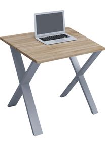 Schreibtisch Vcm "Schreibtisch B&uuml;rotisch Computertisch 80x80 Lona X", braun (silber, sonoma, eiche), B:80cm T:80cm, Tische, Schreibtisch