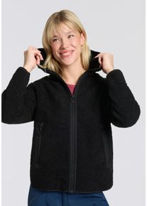 Kapuzenpl&uuml;schjacke CMP, Damen, Gr. 34, nero, Obermaterial: 100% Polyester, normal, Jacken Kapuzenpl&uuml;schjacke, sportlich-modernes Design, aus leichtem und atmungsaktivem Stoff