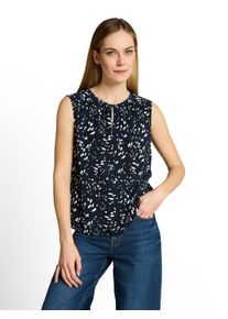 Blusentop Tom Tailor, Damen, Gr. 46, navy dot, Web, Obermaterial: 70% Viskose, 30% Lyocell, gemustert, regular fit h&uuml;ftbedeckend, Rundhals, Blusen Blusentop, mit Allover-Muster und mit Viskose