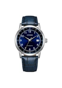 Automatikuhr Citizen "Automatik Classic", blau, silberfarben, Armbanduhren, Damen, Automatikuhr, Armbanduhr, Herrenuhr, Lederarmband, analog, Big Date
