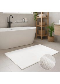 Badematte Carpet City "PURE500, Badteppich uni", wei&szlig;, H:16mm, Polyester, Badematten, Badematte, Teppich Badezimmer, Badvorleger, Anti-Rutsch, Waschbar, Duschmatte