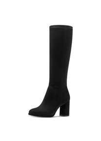 Stiefel Tamaris, Damen, Gr. 42, XS-Schaft, schwarz, Textil, Veloursleder, unifarben, Schuhe Stiefel, Langschaftstiefel, Businessstiefel in schmaler Form, XS-Schaft