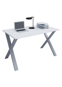 Schreibtisch Vcm "Schreibtisch B&uuml;rotisch Computertisch 80x50 Lona X", wei&szlig; (silber, wei&szlig;), B:80cm T:50cm, Tische, Schreibtisch