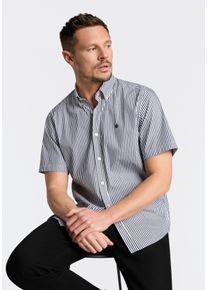 Kurzarmhemd BOSS, Herren, Gr. XL, N-Gr, dunkelblau404, Web, Obermaterial: 72% Baumwolle, 24% Polyamid, 4% Elasthan, unifarben, regular fit normal, Rundhals, abgesteppte Kante, Hemden Kurzarmhemd, Button-down-Kragen Regular Fit, Baumwollmix