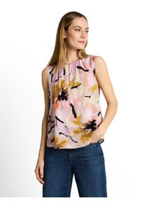 Blusentop Tom Tailor, Damen, Gr. 44, big abstract flower print, Web, Obermaterial: 70% Viskose, 30% Lyocell, gebl&uuml;mt, regular fit h&uuml;ftbedeckend, Rundhals, Blusen Blusentop, mit Allover-Muster und mit Viskose