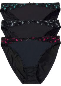 Slip bonprix "Slip mit Spitze (3er Pack)", Herren, Gr. 36/38 (S), 3 Stk., schwarz (schwarz, pink, schwarz, grau, schwarz, t&uuml;rkis), Obermaterial: 86% Polyester, 14% Elasthan. Spitze: 75% Polyamid, 15% Viskose, 10% Elasthan, Unterhosen Slip, mit zweifarbigem Stickereieinsatz, mit zarter Spitze, 3er Pack