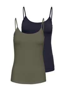 Spaghettitop Only "ONLLOVE &ndash; Spaghettitops im Doppelpack mit elastischem Tragekomfort", Damen, Gr. XS, blau (night sky pack:night sky, kalamata), Jersey, Obermaterial: 95% Baumwolle, 5% Elasthan, unifarben, regular fit normal, Rundhals, Tops Spaghettitop, Baumwollmischung, regular fit