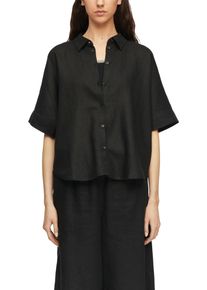 Hemdbluse comma, Damen, Gr. 40, schwarz, Web, Obermaterial: 55% Leinen, 45% Lyocell, unifarben, l&auml;ssig geschnitten h&uuml;ftbedeckend, Rundhals, abgesteppte Kante, Blusen Hemdbluse, aus einem Leinenmix