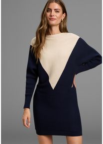 Strickkleid Laura Scott, Damen, Gr. 48, N-Gr, blau (navy, creme), Ottomane, Obermaterial: 70% Viskose, 30% Polyamid, l&auml;ssig geschnitten mini, Rundhals, Fledermaus&auml;rmel, Kleider Strickkleid, zweifarbig, aus weicher Baumwollmisch-Qualit&auml;t - NEUE KOLLEKTION