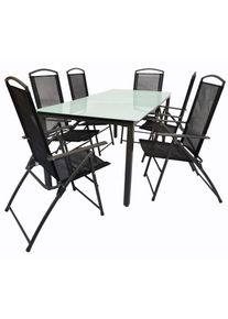 Garten-Essgruppe Vcm "7-tlg Sitzgruppe Gartenm&ouml;bel Tisch St&uuml;hle Set 189M", schwarz, B:189cm T:90cm, Obermaterial: 100% Metall MT., Sitzm&ouml;bel-Sets, Garten-Essgruppe